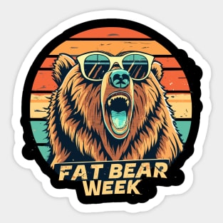 fat bear week retro sunset Sticker